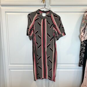 Striped Black and Pink Geometric Dress